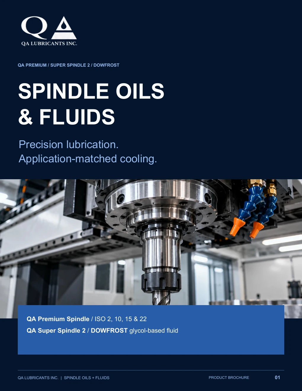 QA Spindle Oils and Fluids brochure, page 1 of 4