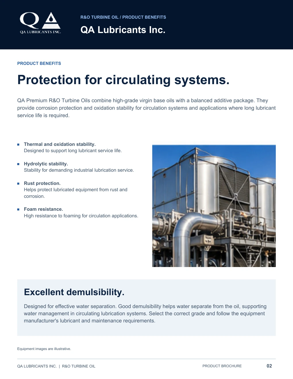 QA Premium R&O Turbine Oil brochure, page 2 of 4
