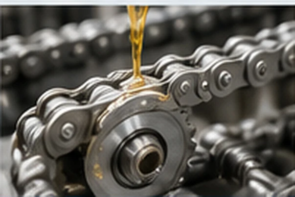 Industrial chain with lubricant applied