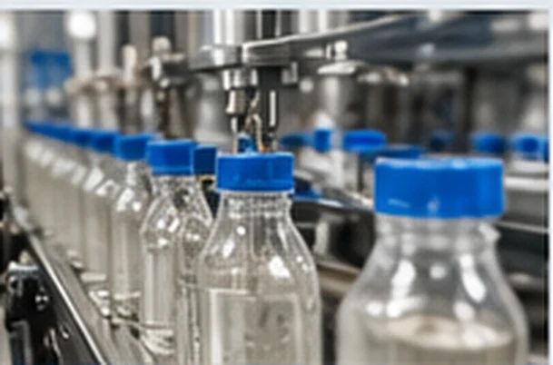 Bottling line in a food or beverage processing plant