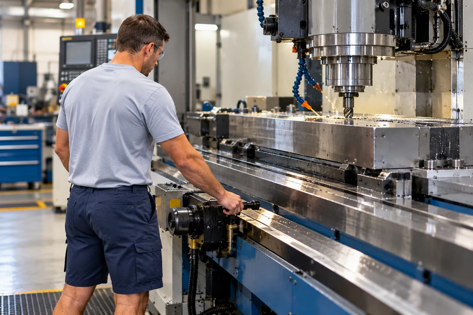 CNC machining operation using straight cutting oil.